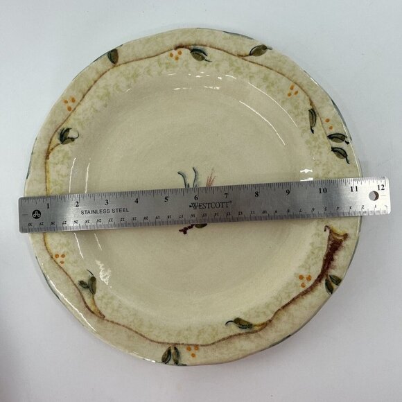 VIETRI ETRUSCA ITALY HAND PAINT DINNER PLATES 11.5" BIRD BEIGE - Picture 8 of 9